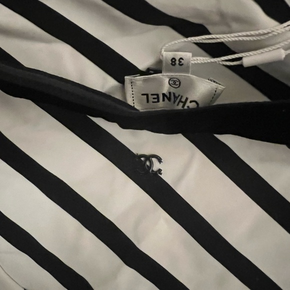CHANEL one piece swimsuit black and white strip, Sz 38 - Picture 4 of 4